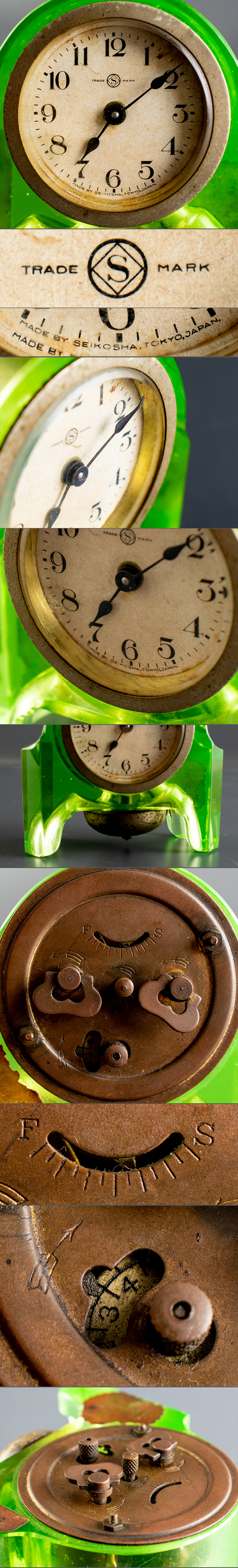 精工舎　トレードマーク　ウランガラス　置き時計　グリーン　セイコーシャ　ゼンマイ 2025年最新】ウランガラス置き時計の人気アイテム - メルカリ